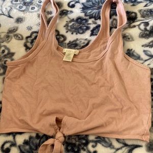 Bozzolo soft pink tied cropped top